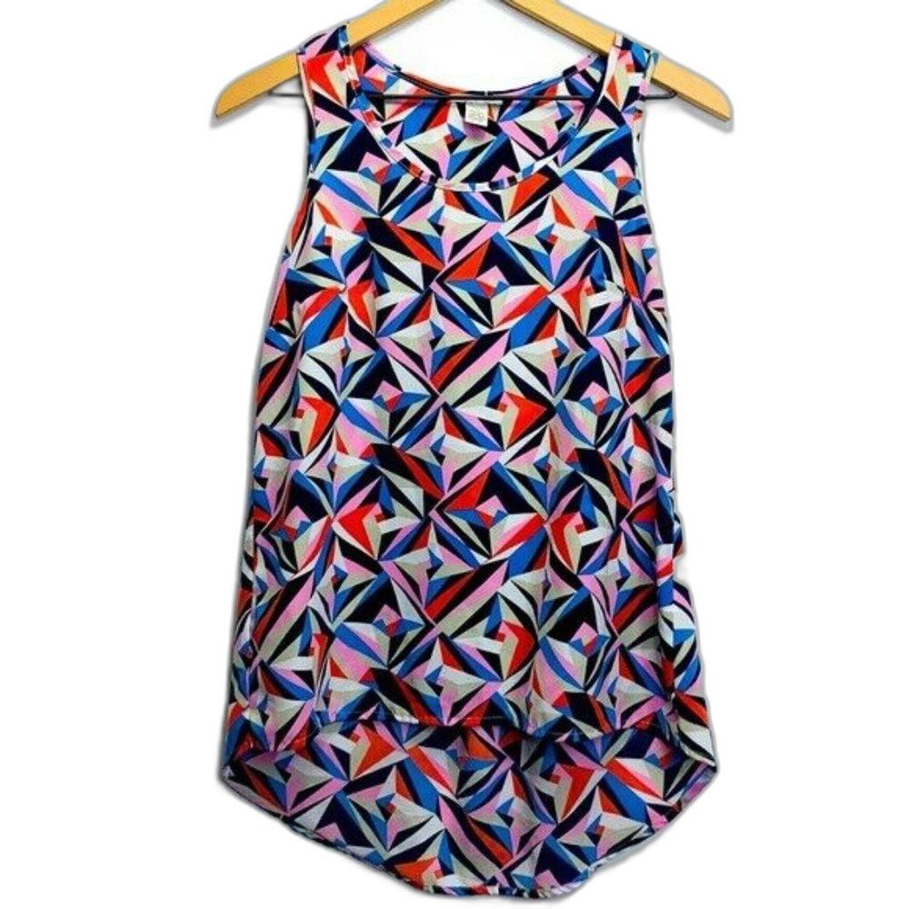 Halogen Women’s XS Abstract Geometric Sleeveless Dress Pink‎ Blue Black